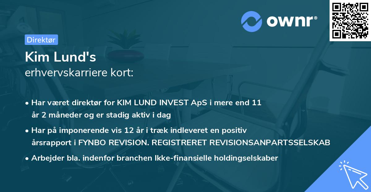 Kim Lund's erhvervskarriere kort