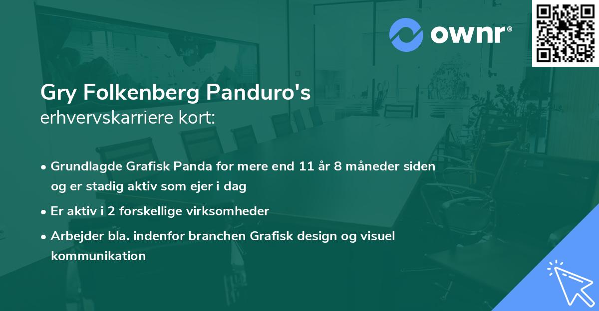 Gry Folkenberg Panduro's erhvervskarriere kort