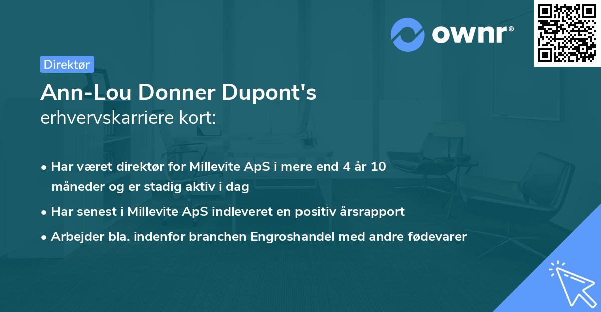 Ann-Lou Donner Dupont's erhvervskarriere kort