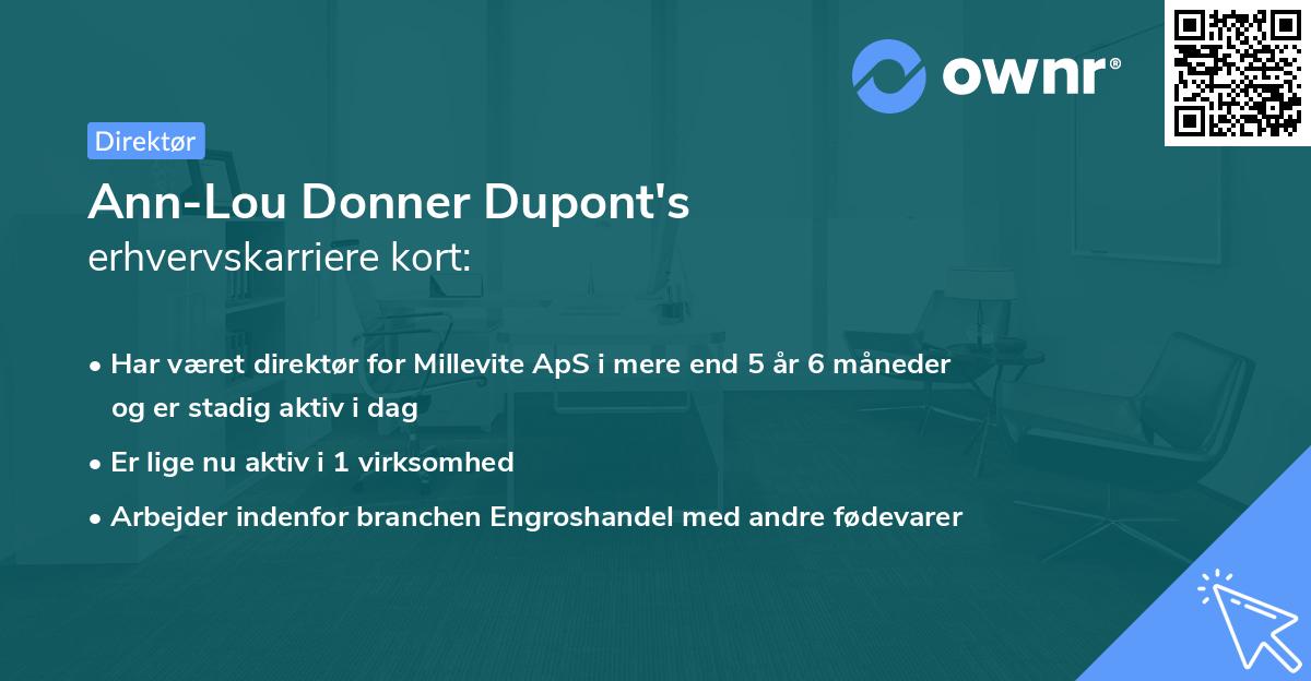 Ann-Lou Donner Dupont's erhvervskarriere kort