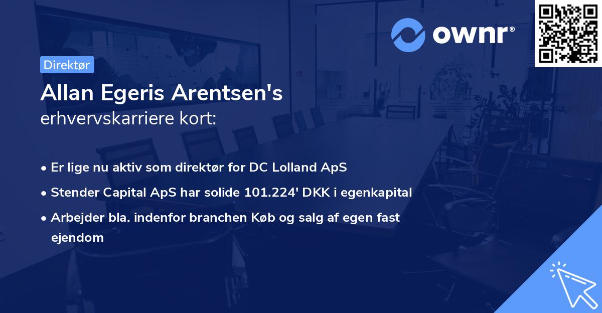 Allan Egeris Arentsen's erhvervskarriere kort