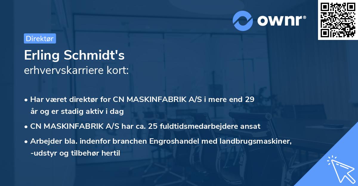 Erling Schmidt's erhvervskarriere kort