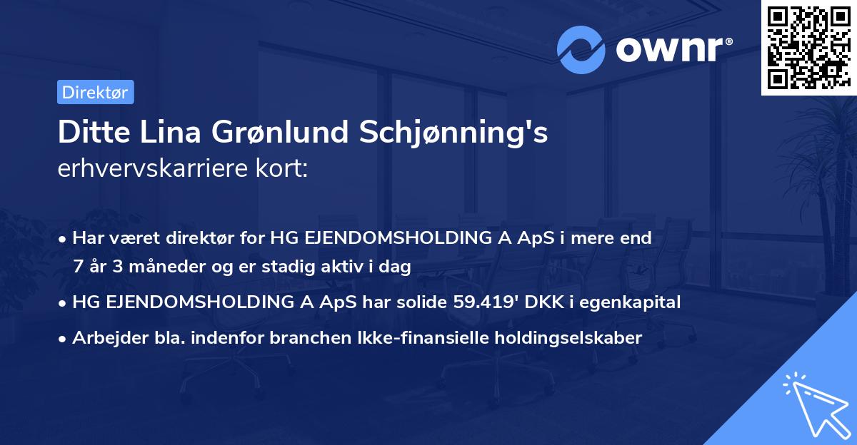 Ditte Lina Grønlund Schjønning's erhvervskarriere kort