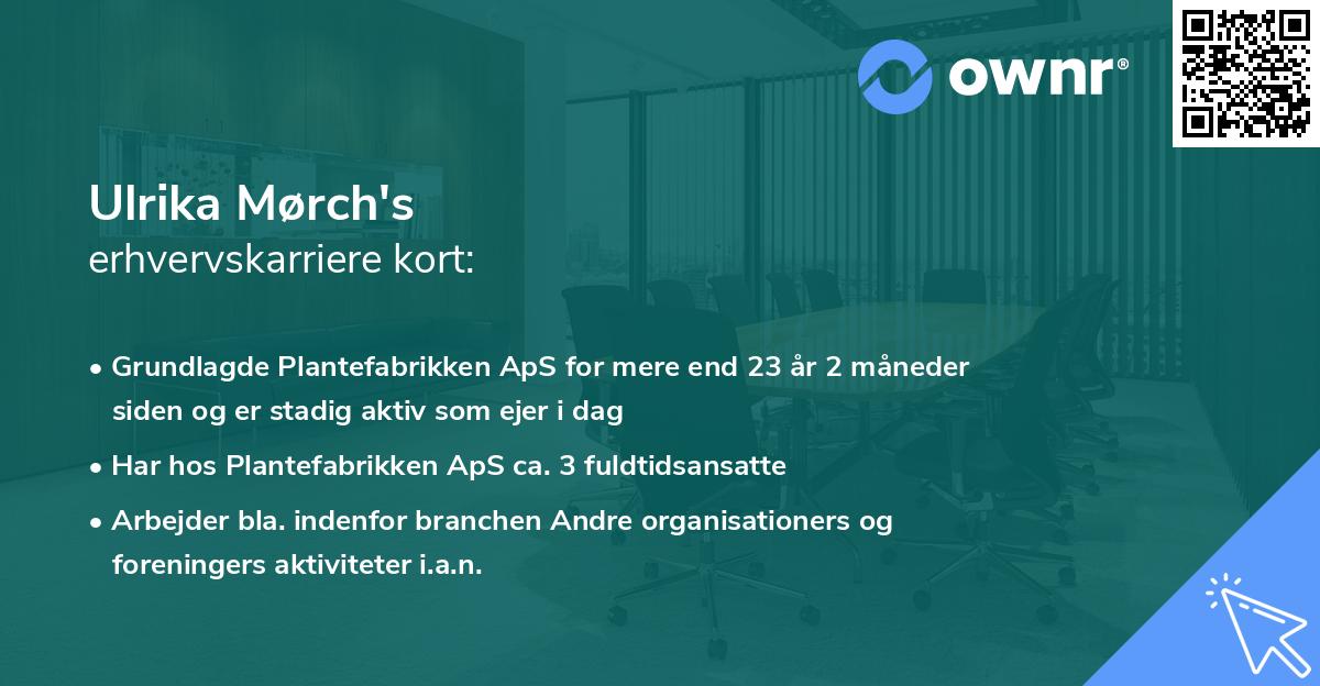 Ulrika Mørch's erhvervskarriere kort