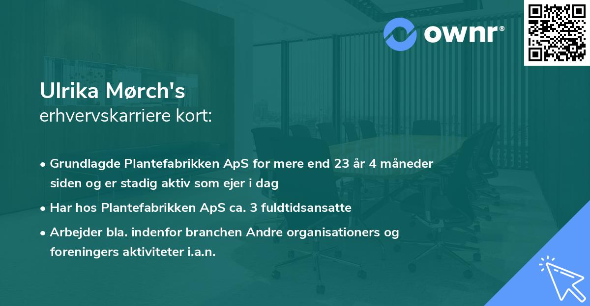 Ulrika Mørch's erhvervskarriere kort