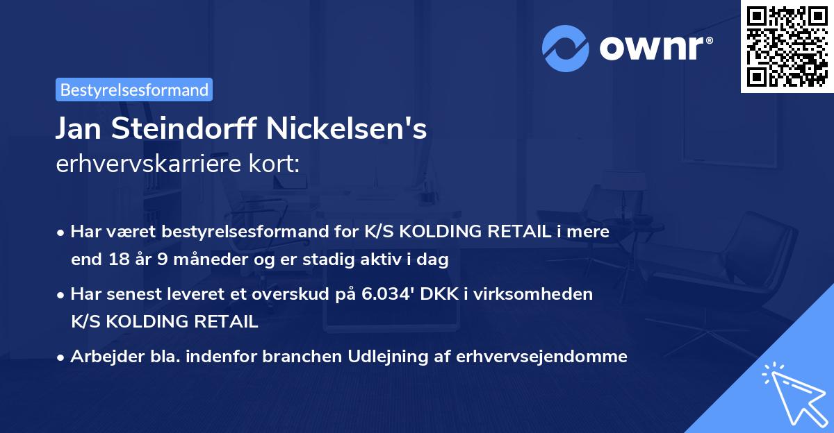 Jan Steindorff Nickelsen's erhvervskarriere kort