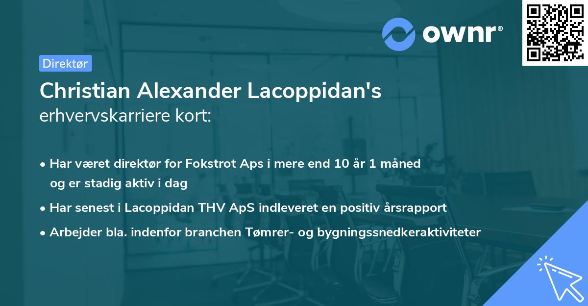 Christian Alexander Lacoppidan's erhvervskarriere kort