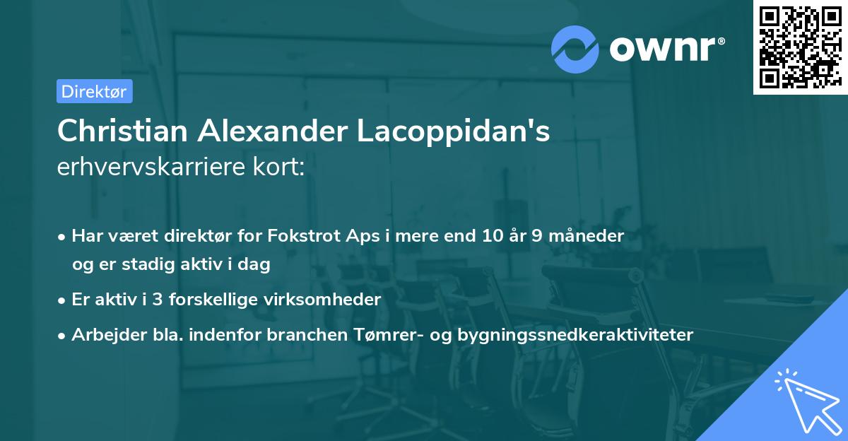 Christian Alexander Lacoppidan's erhvervskarriere kort