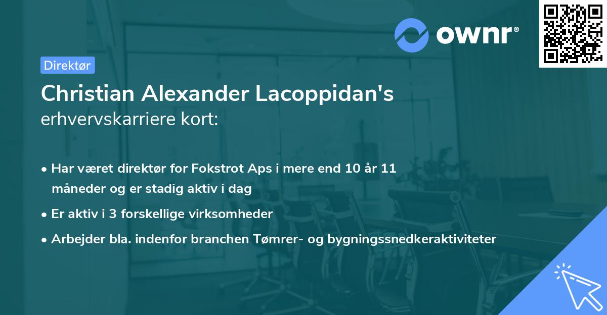 Christian Alexander Lacoppidan's erhvervskarriere kort