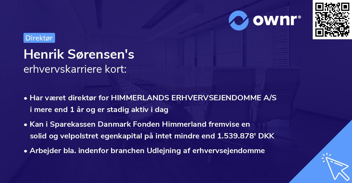 Henrik Sørensen's erhvervskarriere kort