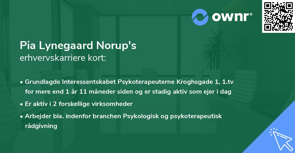 Pia Lynegaard Norup's erhvervskarriere kort