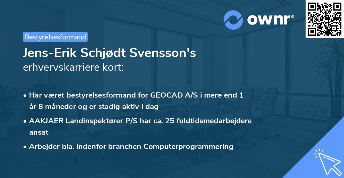 Jens-Erik Schjødt Svensson's erhvervskarriere kort