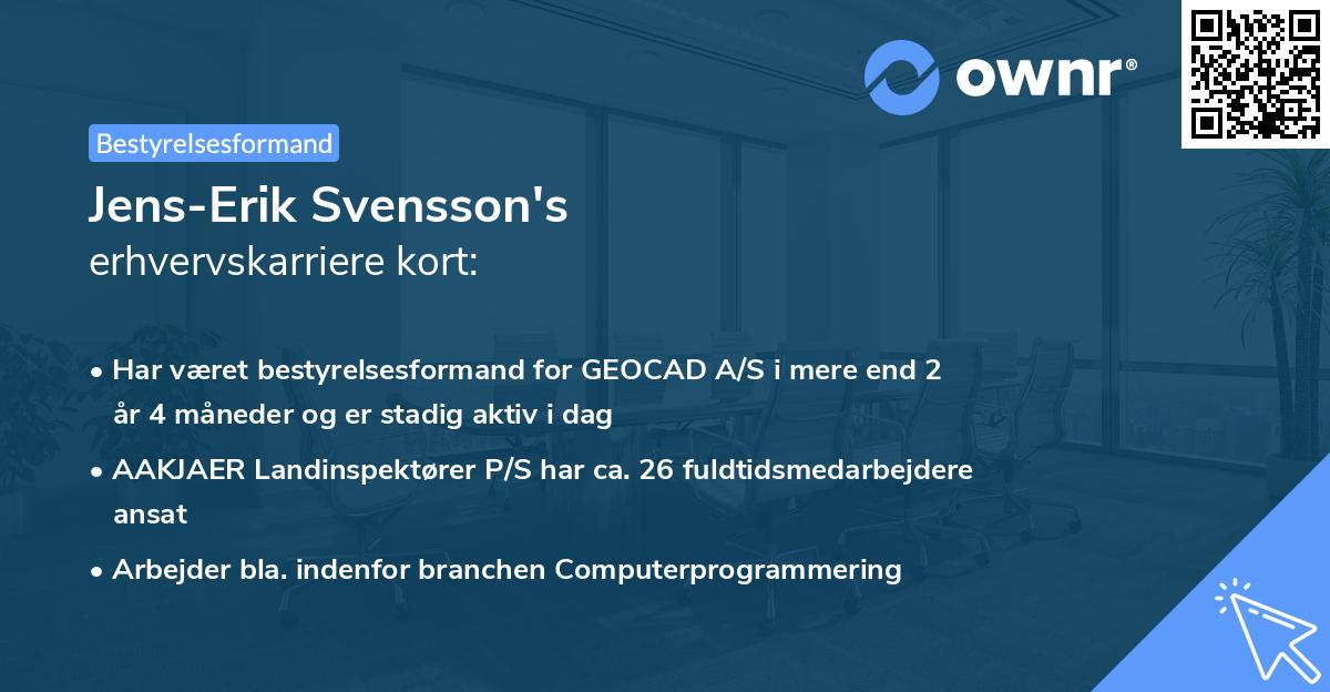 Jens-Erik Svensson's erhvervskarriere kort