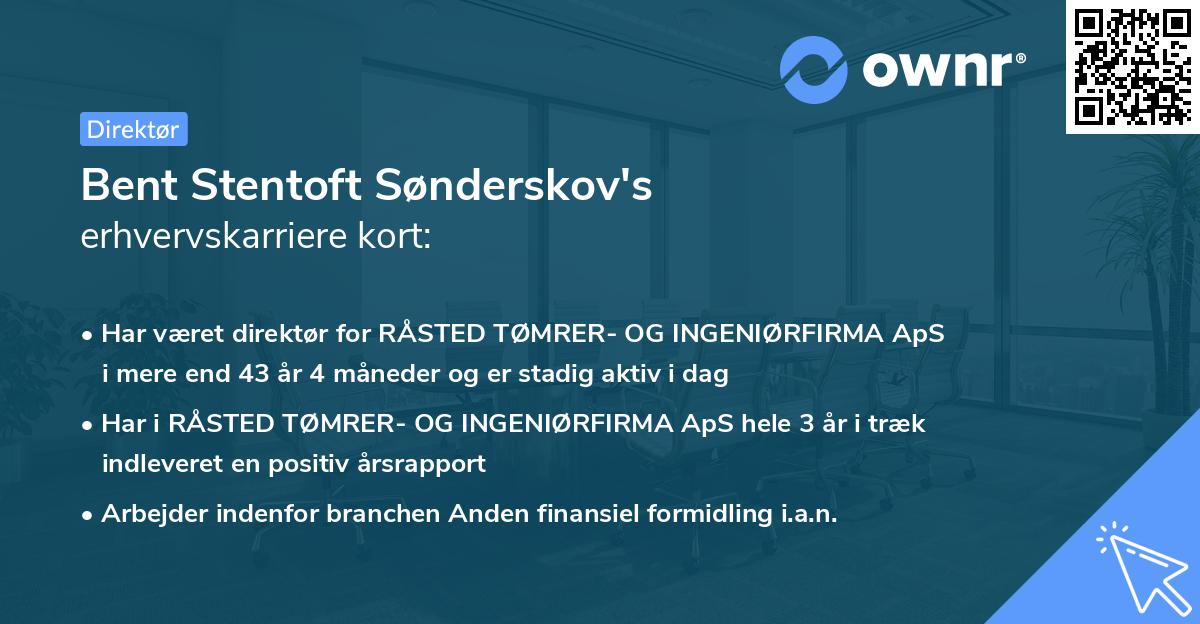 Bent Stentoft Sønderskov's erhvervskarriere kort