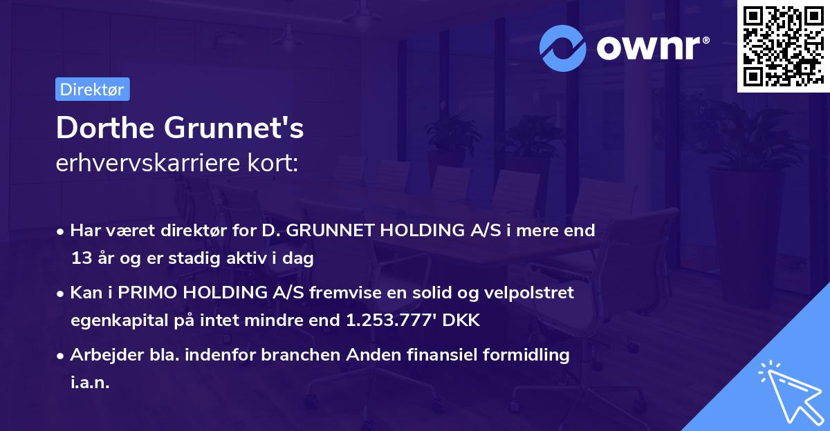 Dorthe Grunnet's erhvervskarriere kort