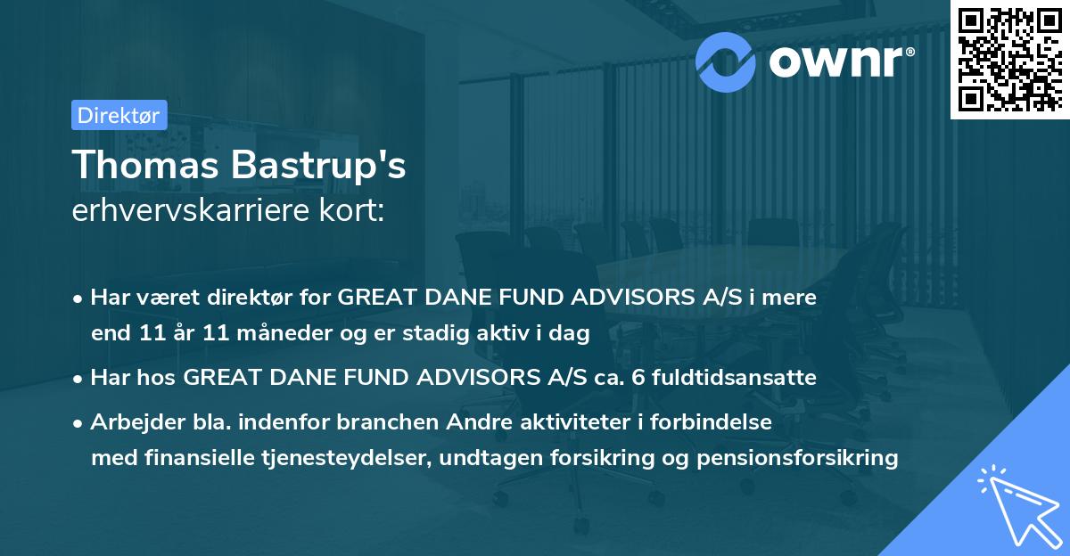 Thomas Bastrup's erhvervskarriere kort