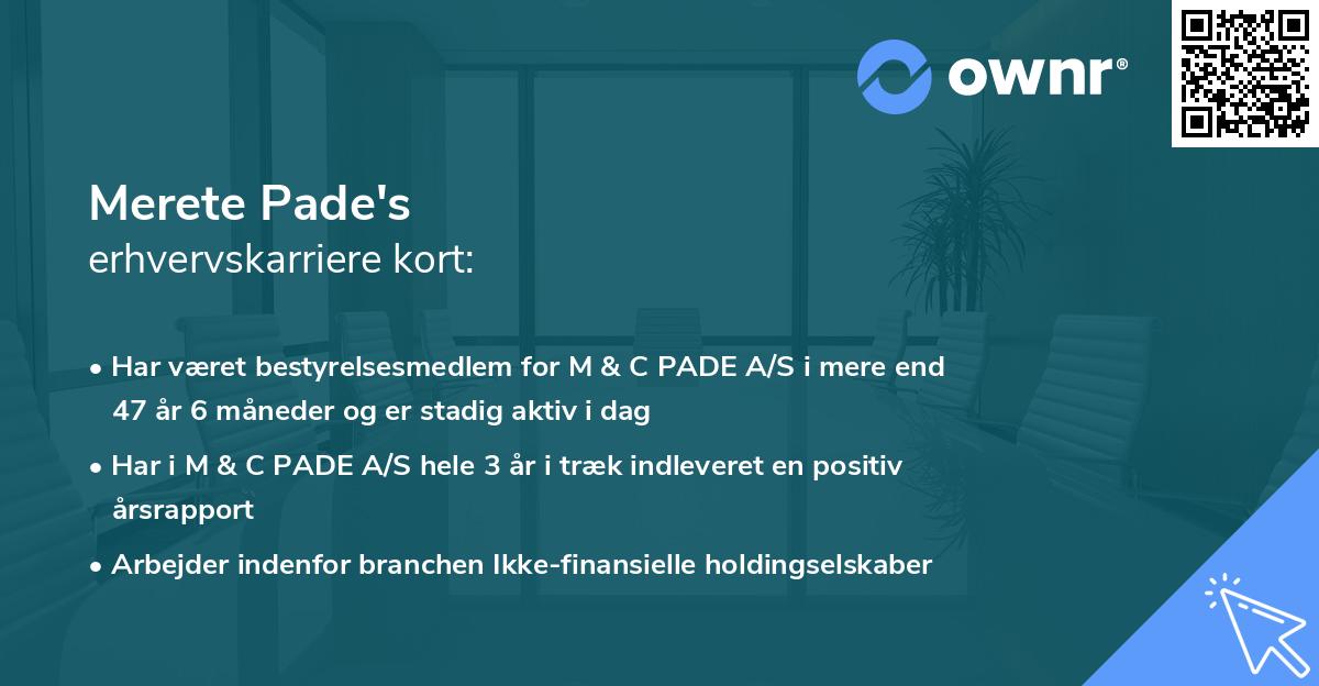 Merete Pade's erhvervskarriere kort