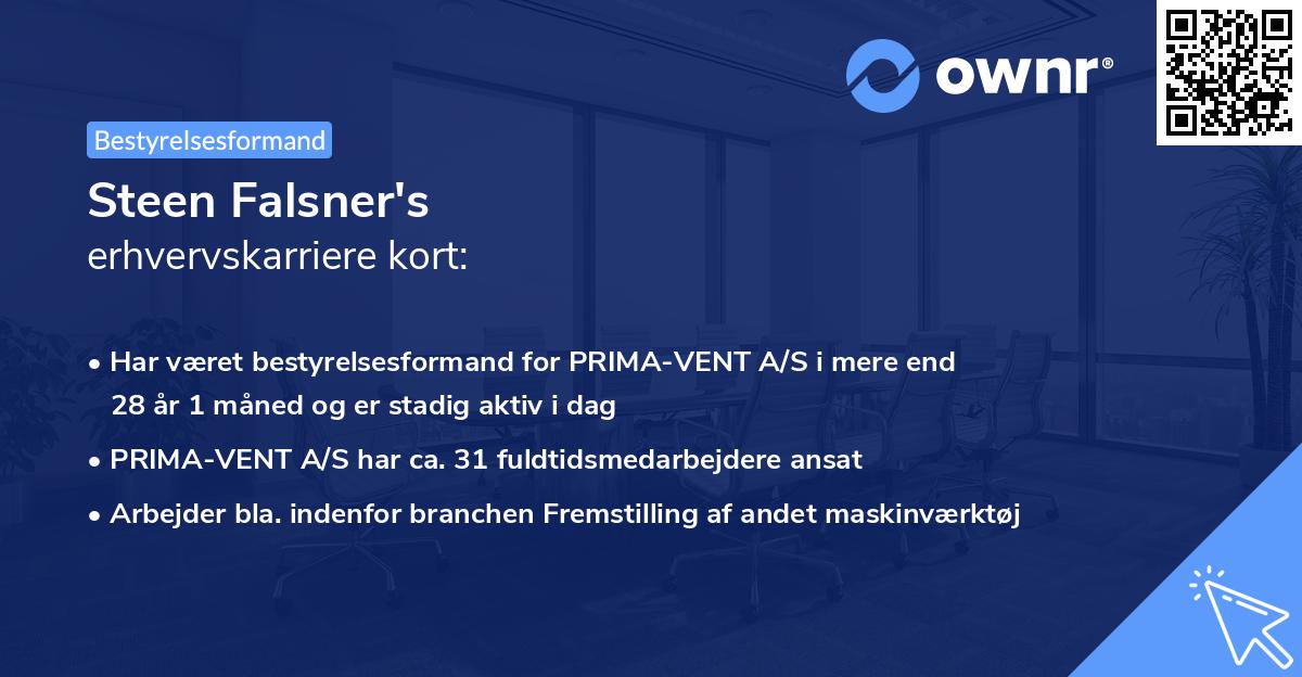 Steen Falsner's erhvervskarriere kort
