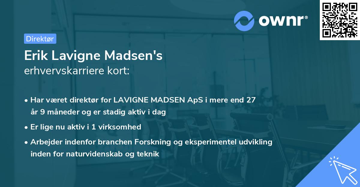 Erik Lavigne Madsen's erhvervskarriere kort
