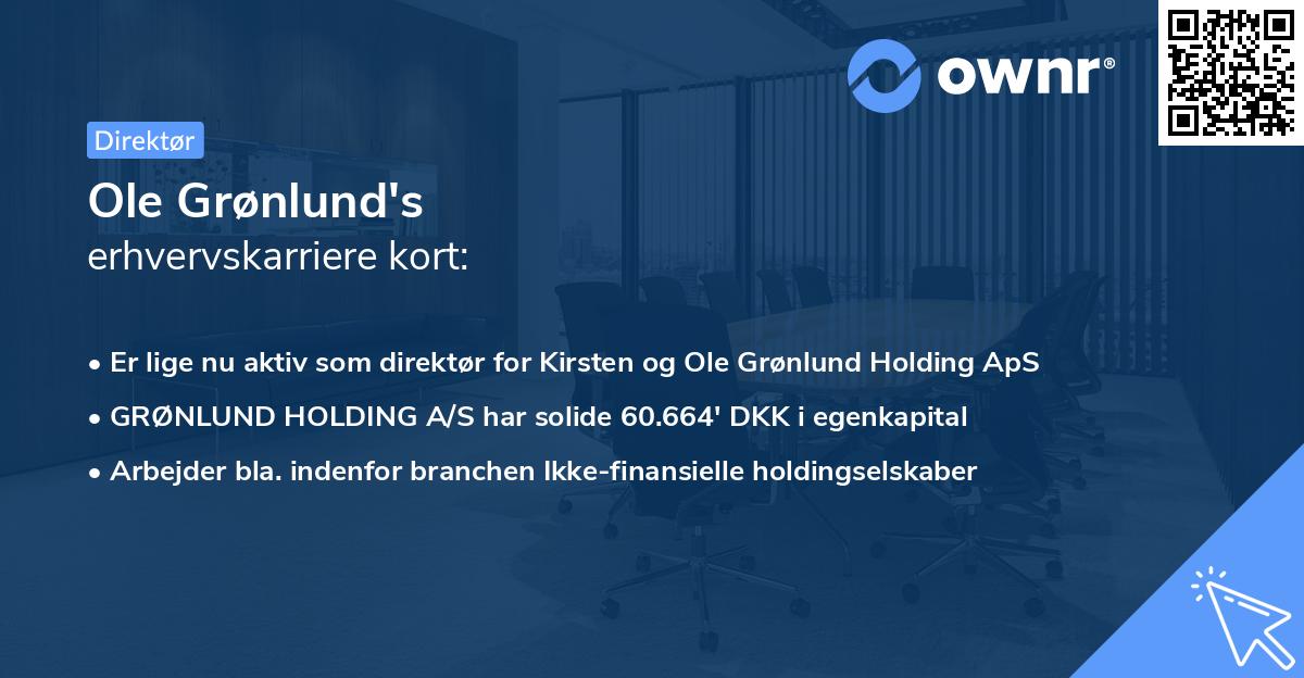 Ole Grønlund's erhvervskarriere kort