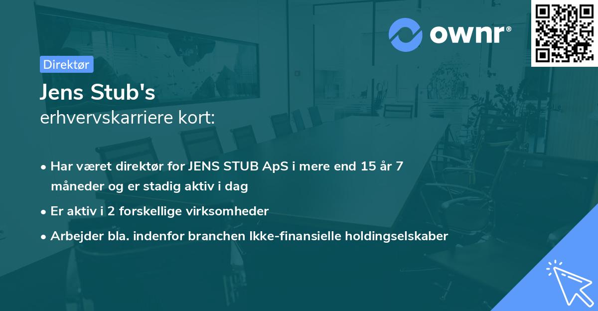 Jens Stub's erhvervskarriere kort
