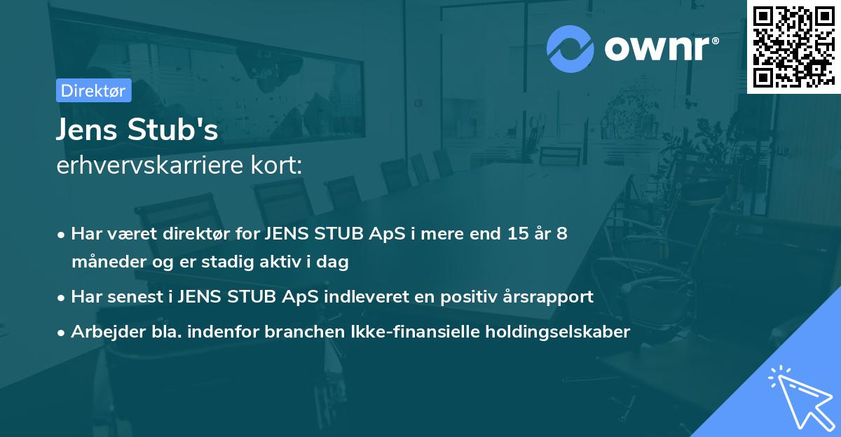 Jens Stub's erhvervskarriere kort