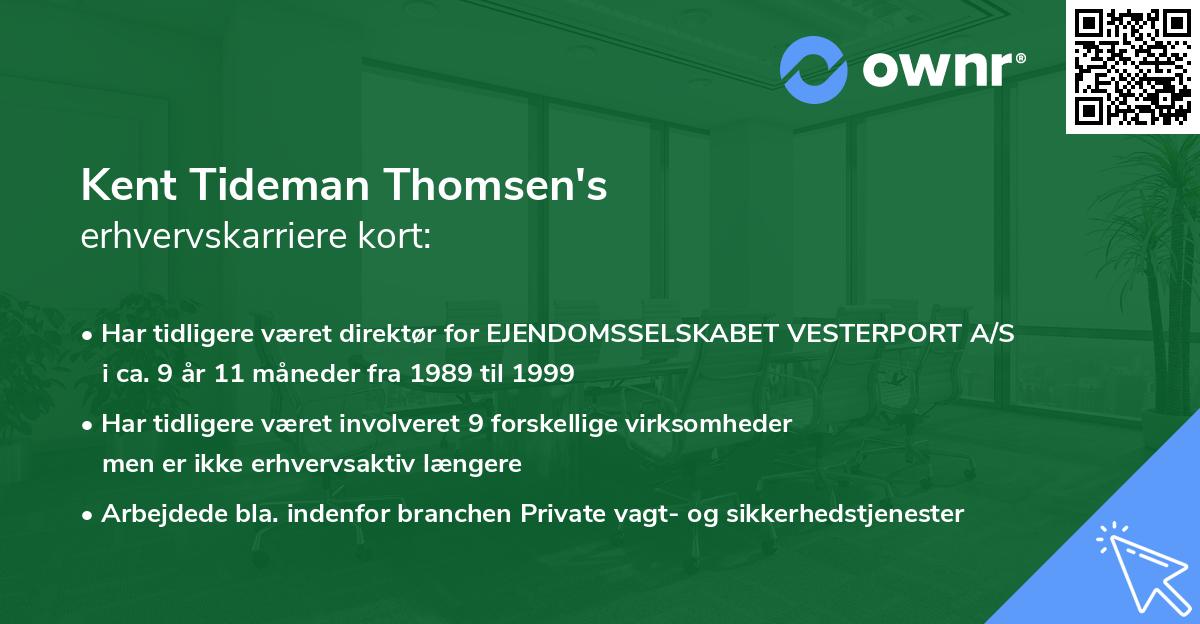 Kent Tideman Thomsen's erhvervskarriere kort