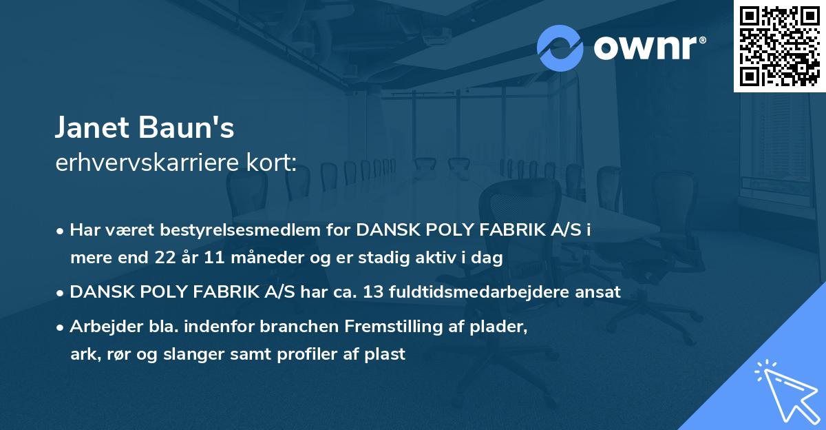 Janet Baun's erhvervskarriere kort