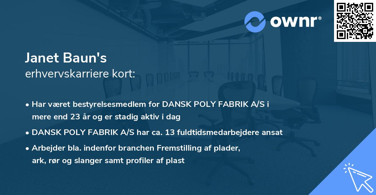 Janet Baun's erhvervskarriere kort