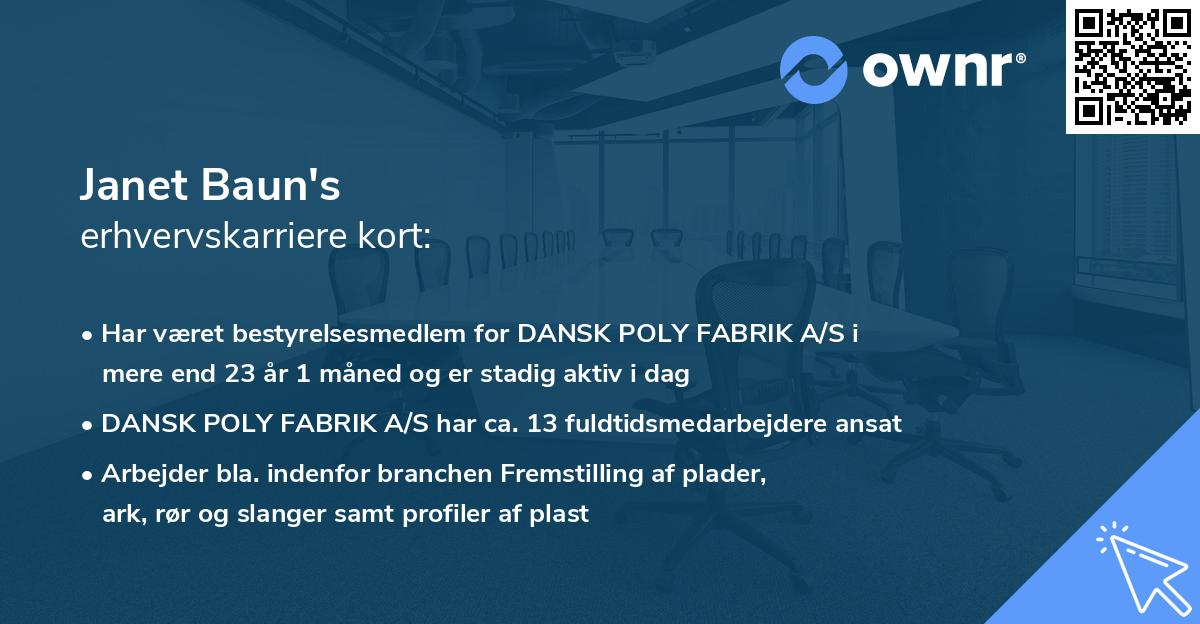 Janet Baun's erhvervskarriere kort