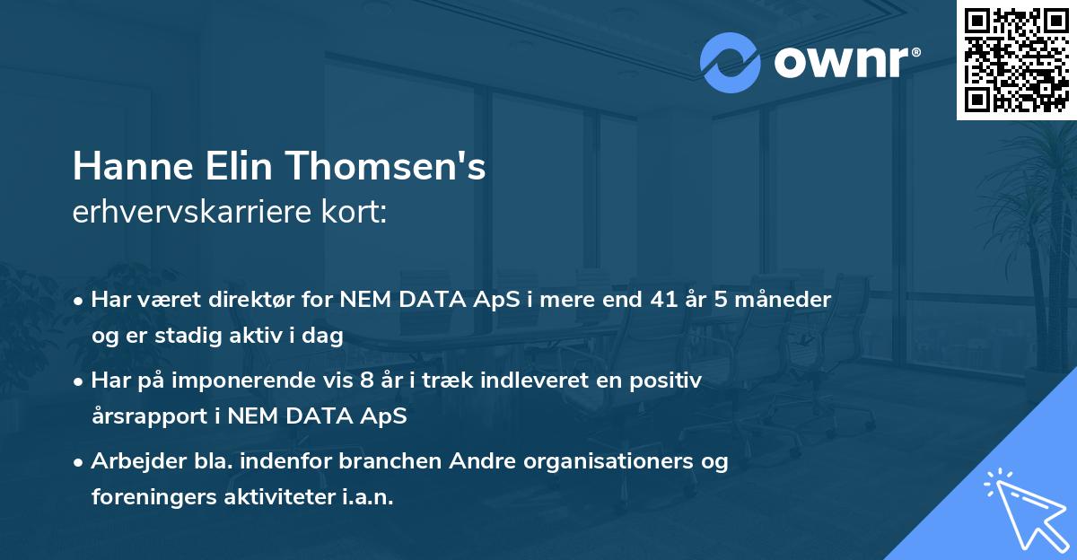 Hanne Elin Thomsen's erhvervskarriere kort