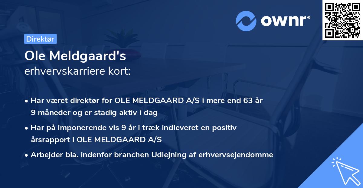 Ole Meldgaard's erhvervskarriere kort