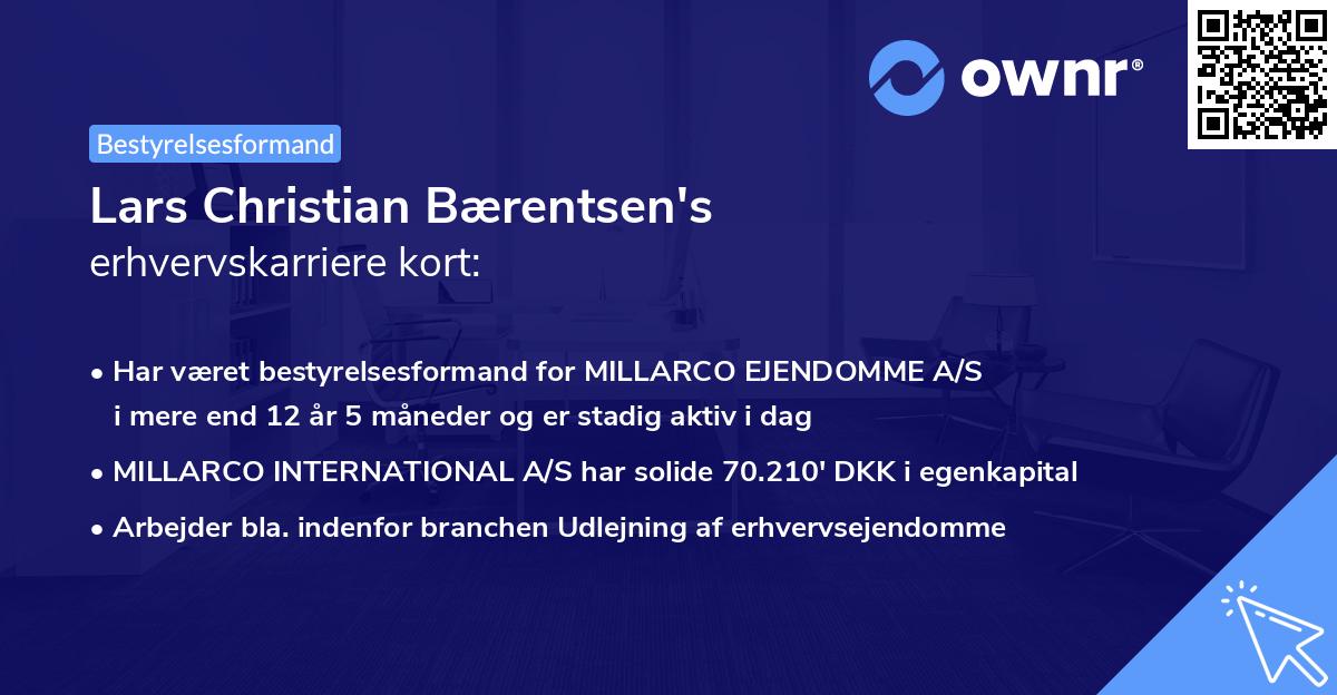Lars Christian Bærentsen's erhvervskarriere kort