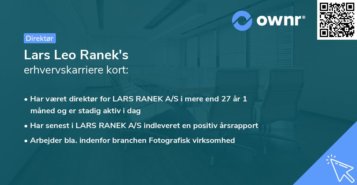 Lars Leo Ranek's erhvervskarriere kort