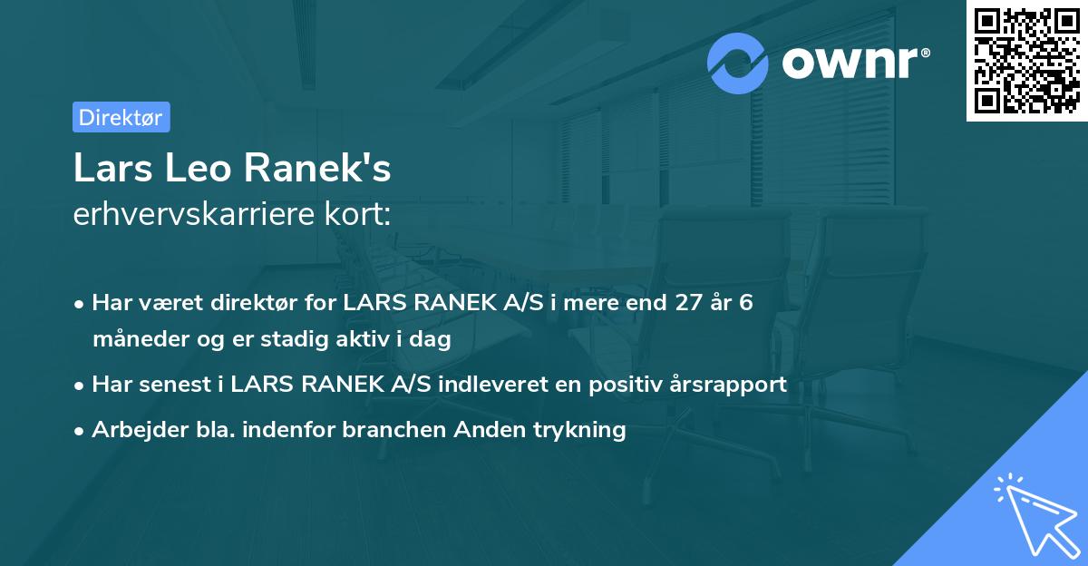 Lars Leo Ranek's erhvervskarriere kort