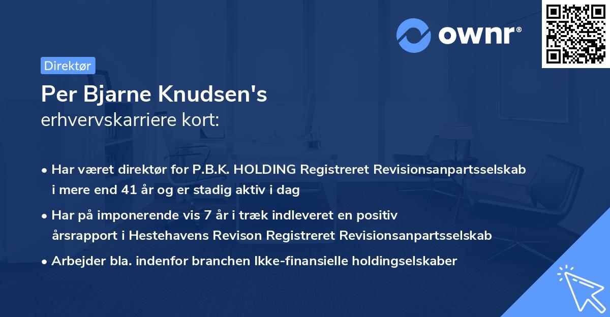 Per Bjarne Knudsen's erhvervskarriere kort