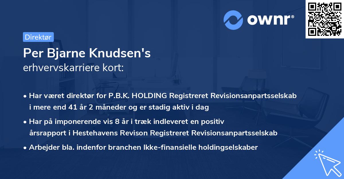 Per Bjarne Knudsen's erhvervskarriere kort