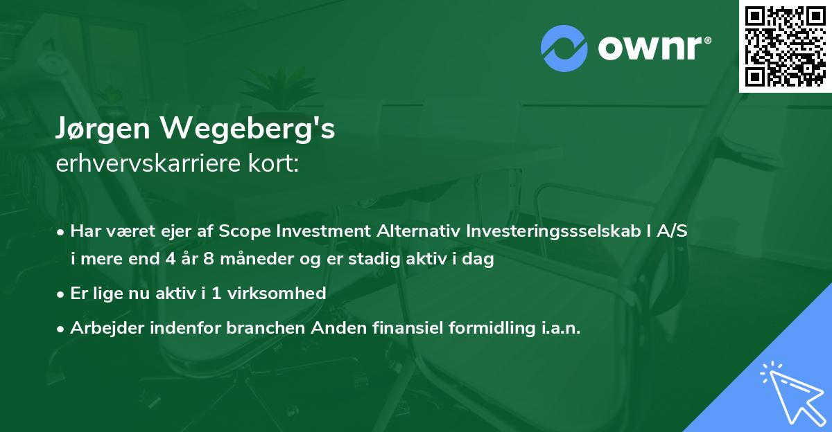 Jørgen Wegeberg's erhvervskarriere kort