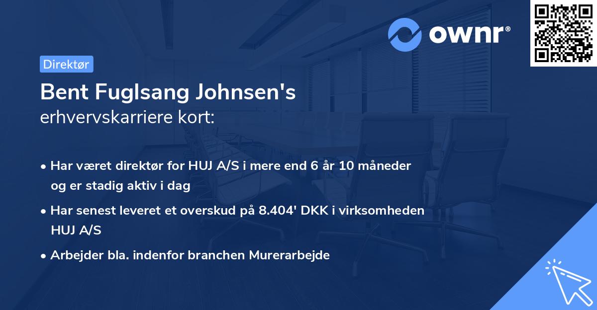 Bent Fuglsang Johnsen's erhvervskarriere kort