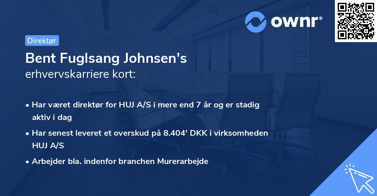 Bent Fuglsang Johnsen's erhvervskarriere kort