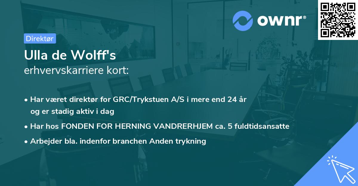 Ulla de Wolff's erhvervskarriere kort