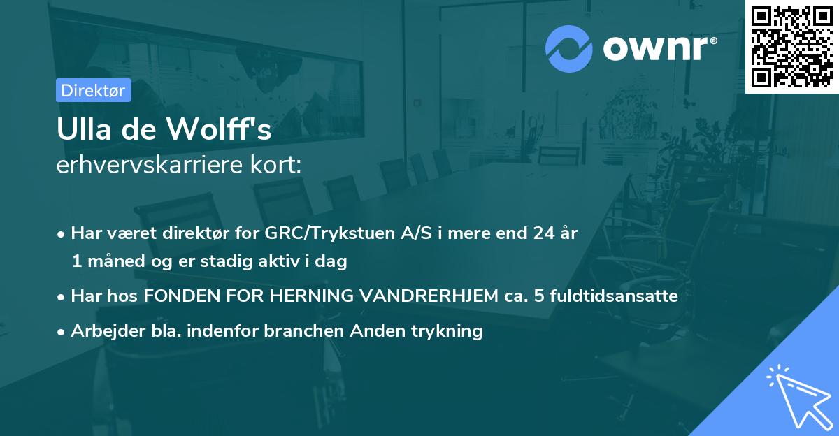 Ulla de Wolff's erhvervskarriere kort
