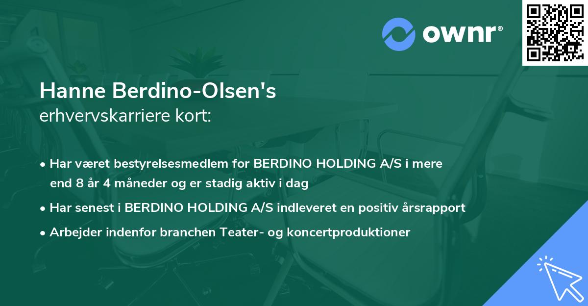 Hanne Berdino-Olsen's erhvervskarriere kort