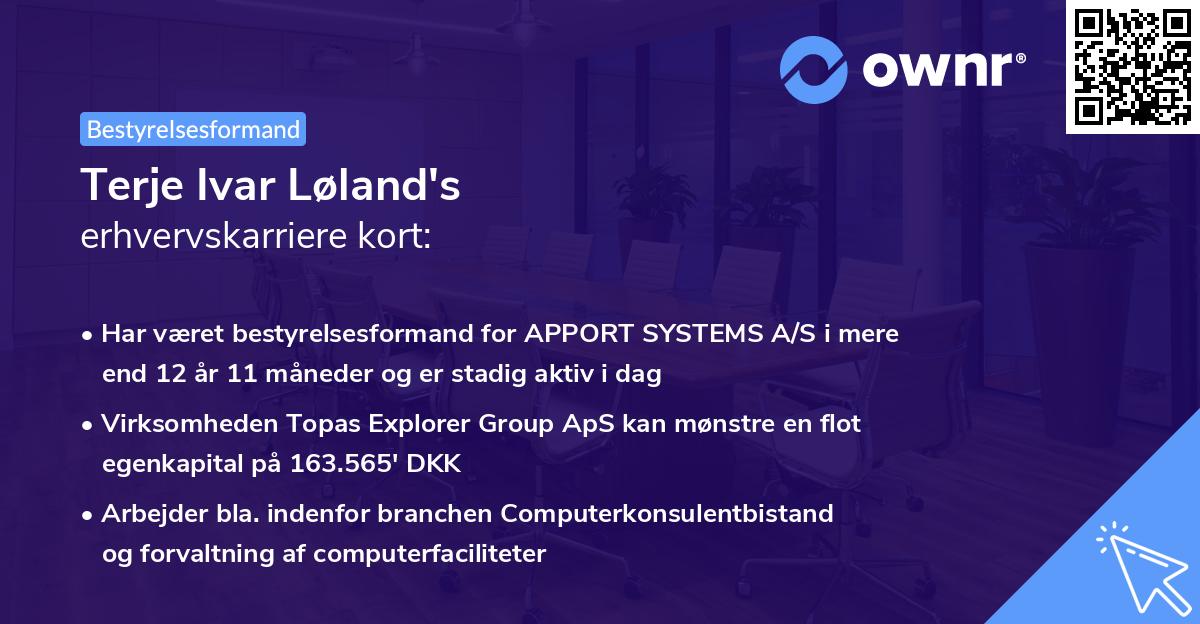 Terje Ivar Løland's erhvervskarriere kort