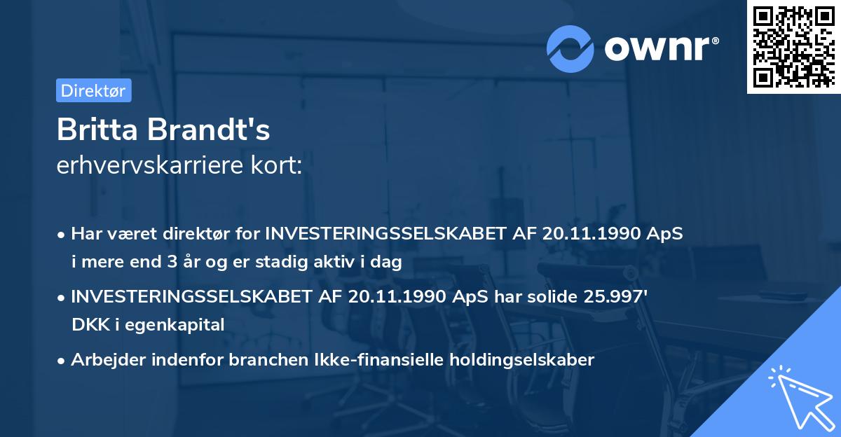 Britta Brandt's erhvervskarriere kort