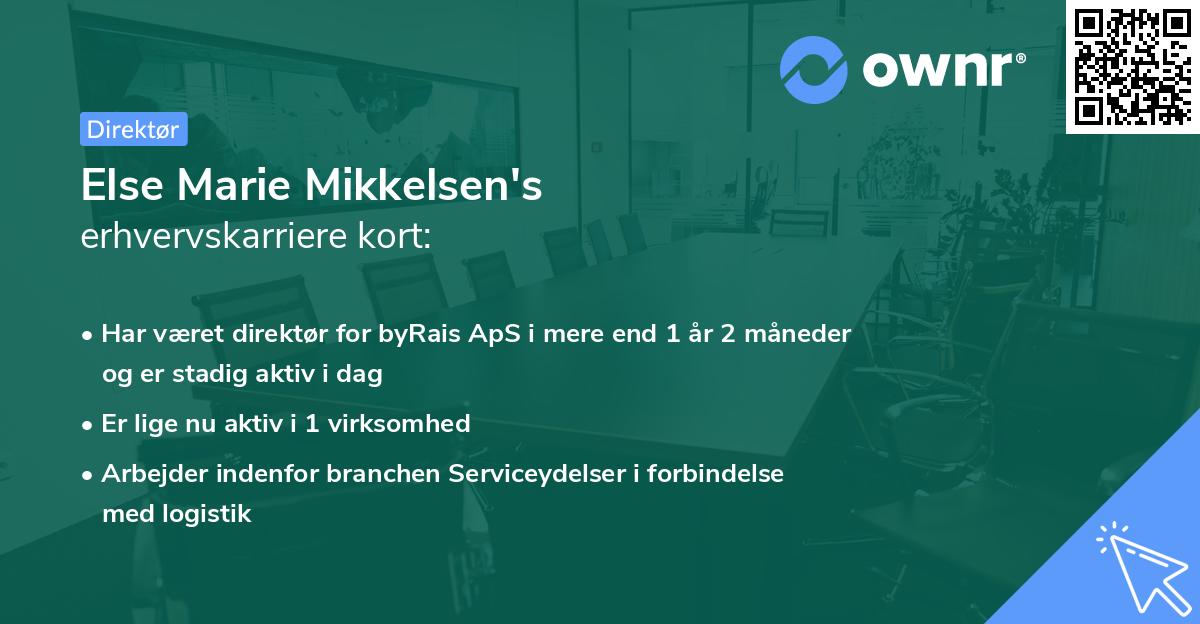 Else Marie Mikkelsen's erhvervskarriere kort