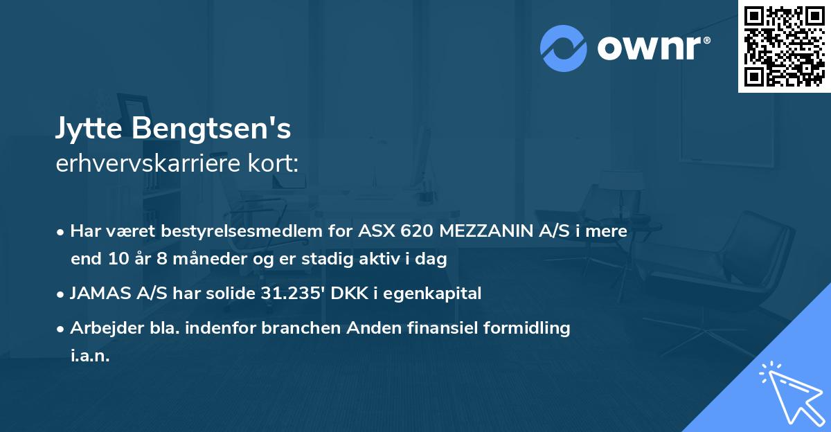 Jytte Bengtsen's erhvervskarriere kort