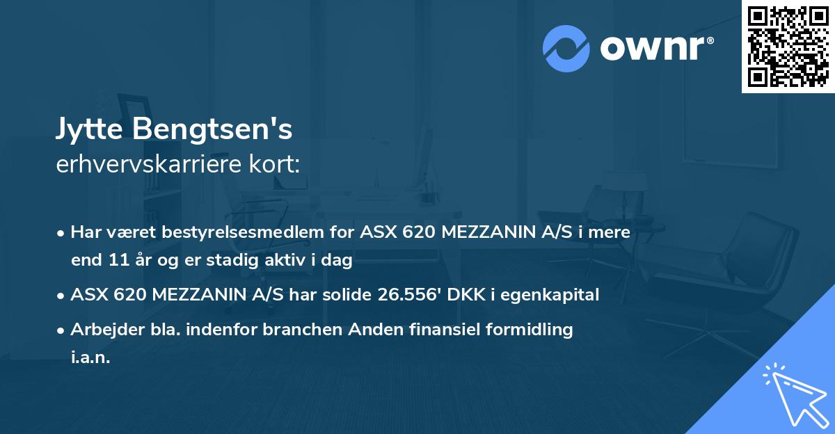 Jytte Bengtsen's erhvervskarriere kort