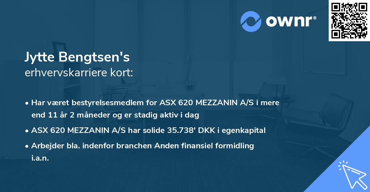 Jytte Bengtsen's erhvervskarriere kort