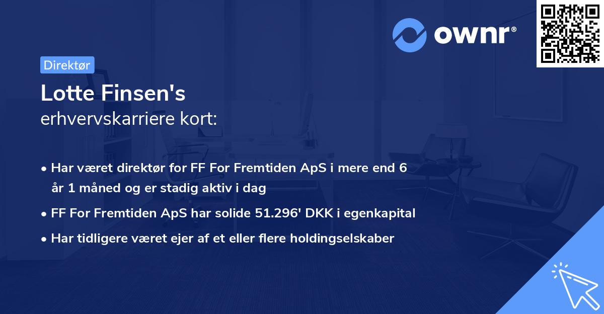 Lotte Finsen's erhvervskarriere kort